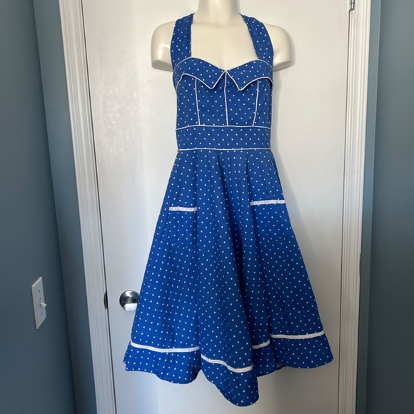 Hell Bunny Dresses & Skirts - Hell Bunny Vixen Retro Polka Dot Halter Top Dress